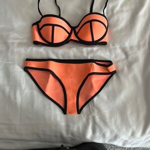 Triangl Swimwear Orange and Black Bikini Set